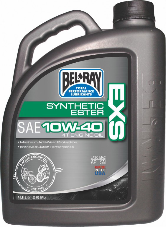 BEL-RAY Motorový olej EXS FULL SYNTHETIC ESTER 4T 10W40 4L (Špičkový plne syntetický olej pre štvortaktné motory motocyklov pre najnáročnejšie)