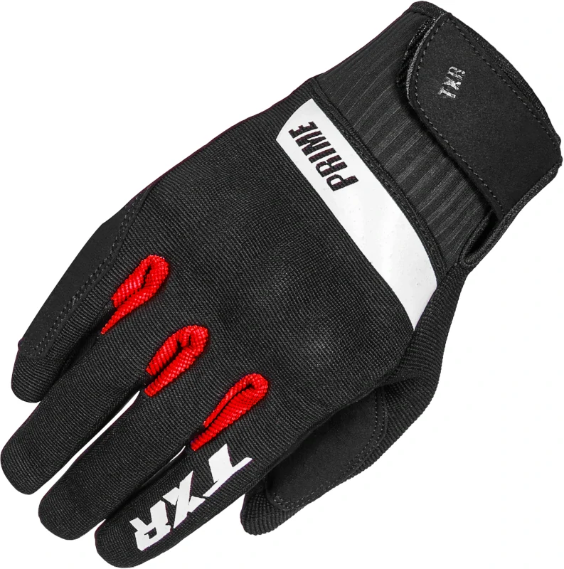 TXR Rukavice na motorku Prime černo-červené 3XL (Krátké moto rukavice v nádherné černo červené kombinaci. Klouby prstů jsou chráněny viscoelastickou)