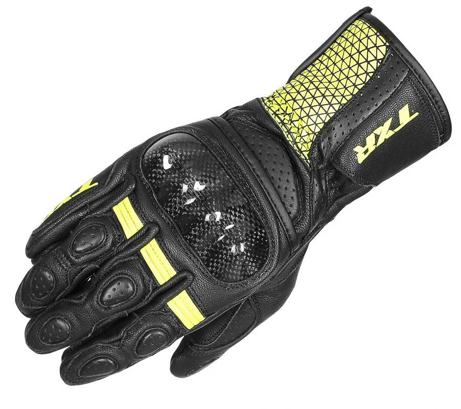 TXR Rukavice na motorku Spartan černo-fluo žluté XXL