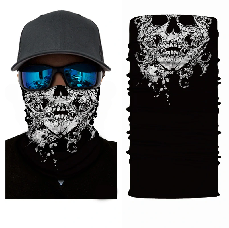 TXR Multifunkční šátek Skull burn (Multifunkční kukla na motorku, lyže a mnoho sportovních aktivit.)