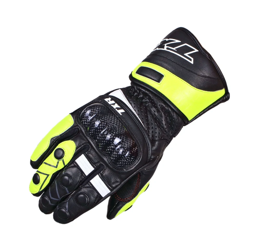 TXR Rukavice na motorku Gunner černo-fluo žluté 3XL (chrániče prstů a dlaně; protektor kloubů; finger touch pro ovládání dotykových obrazovek;)
