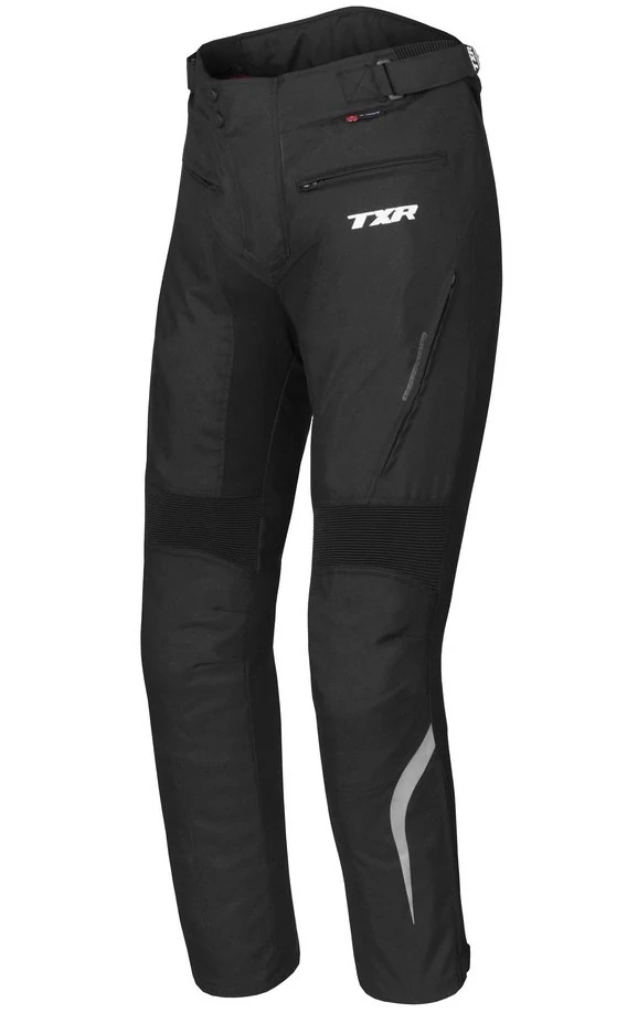 TXR Prodloužené kalhoty na motorku Rival černé 4XL (Prodloužené moto kalhoty TXR Rival černé vysoce odolné proti prodření, výškově nastavitelné)