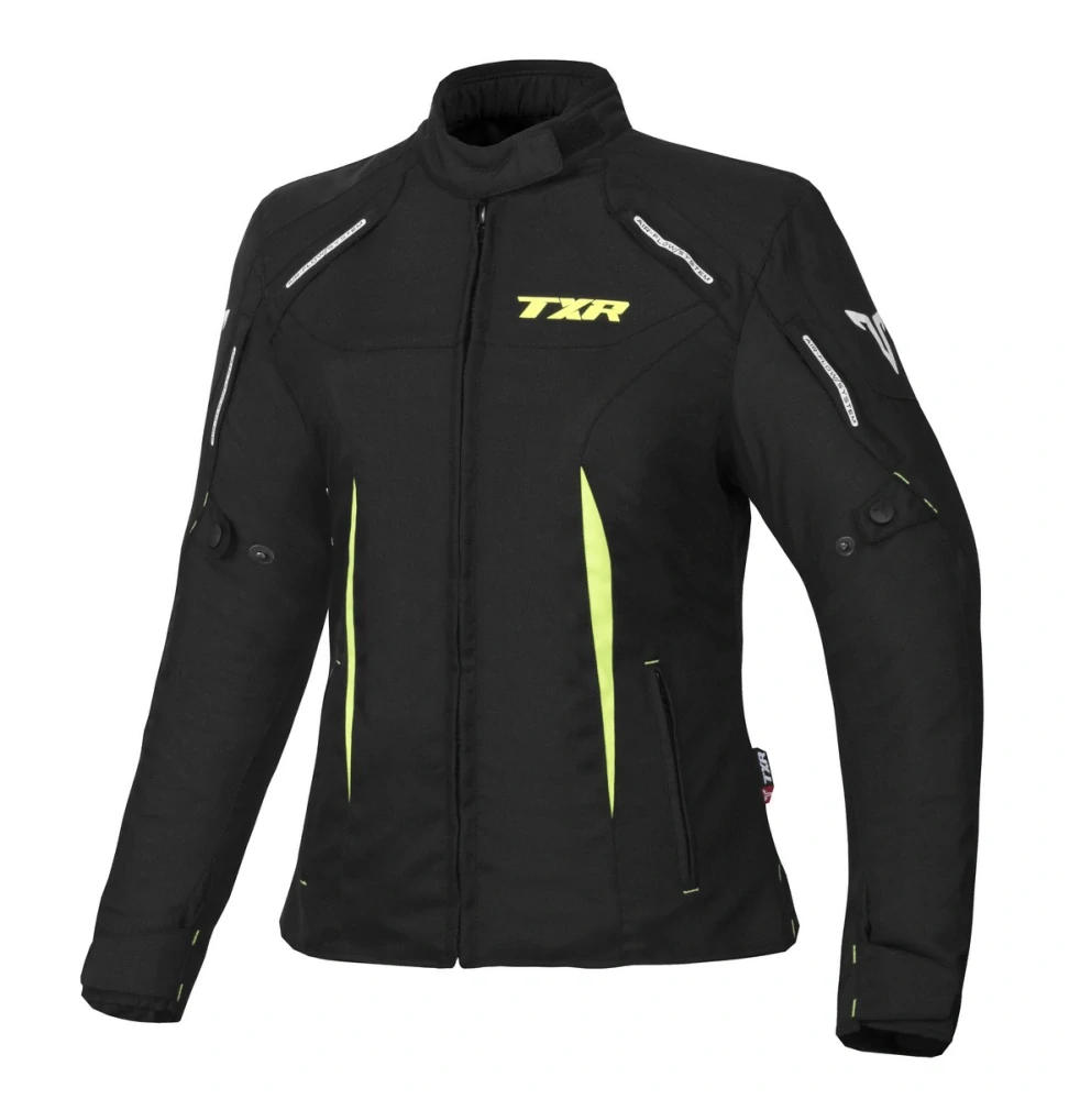 TXR Dámská bunda na motorku Elisa černo-fluo žlutá XS