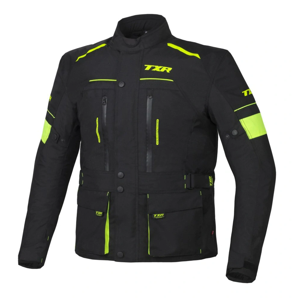 TXR Bunda na motorku Visper černo-fluo žlutá S (Polyester Textech 600 D, vyjímatelné homologované chrániče loktů a ramen, reflexní prvky 3M)