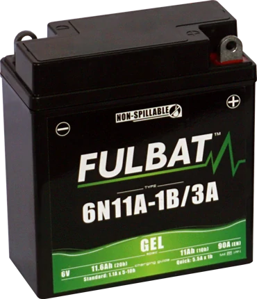 FULBAT 6N11A-1B/3A 6V 11Ah 90A 121x58x130mm P+ GEL bezúdržbová motobaterie