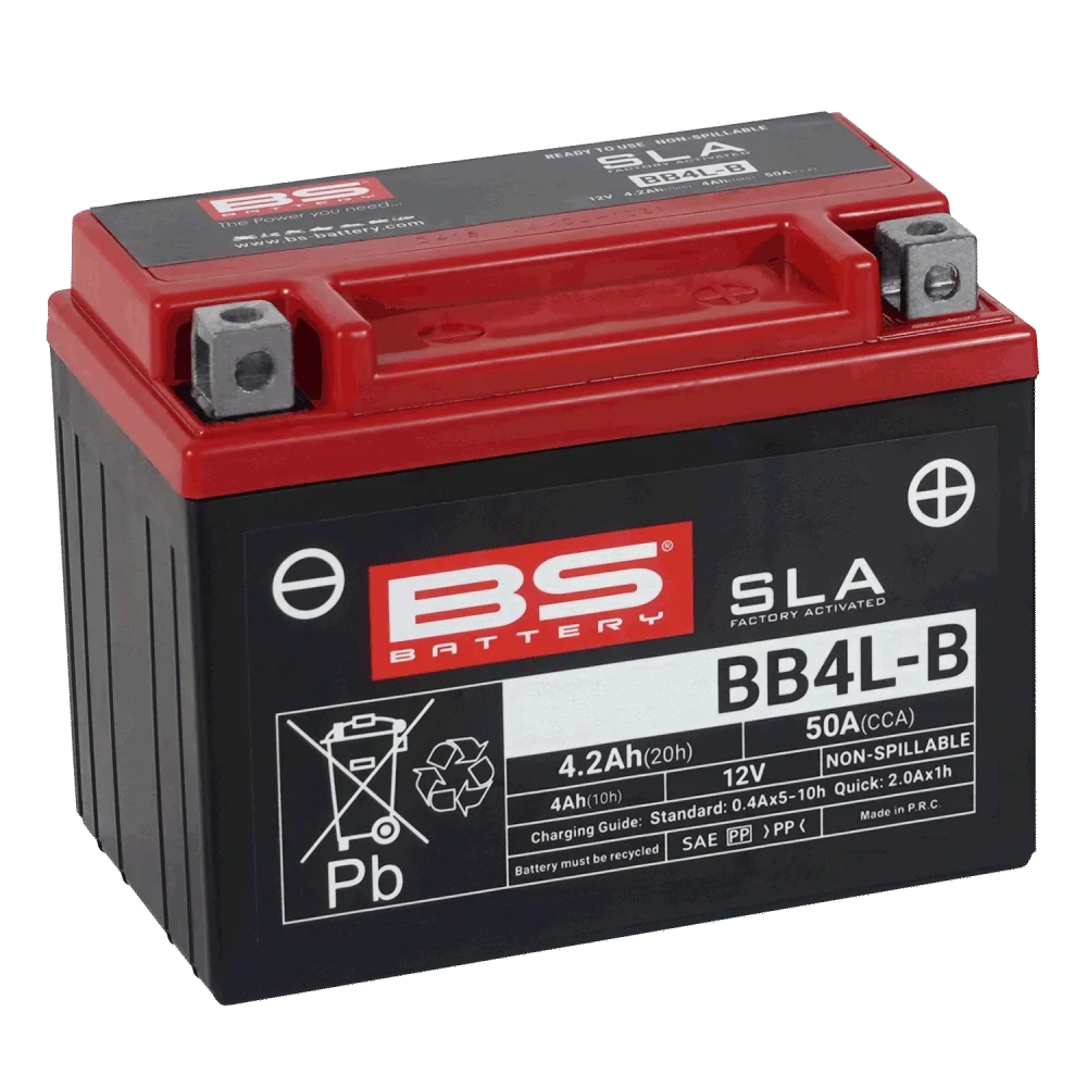 BS-BATTERY BB4L-B 12V 4Ah 60A (YB4L-B) 120x70x92mm P+ AGM bezúdržbová motobaterie
