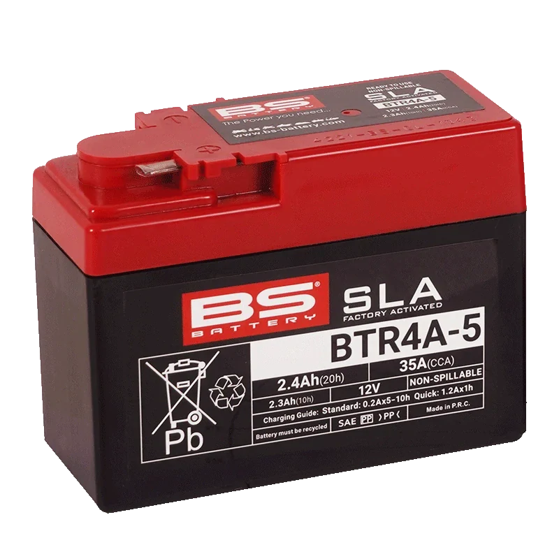 BS-BATTERY BTR4A-5 12V 2.3Ah 35A (YTR4A-5) 113x48x85mm póly na levé straně AGM bezúdržbová motobaterie