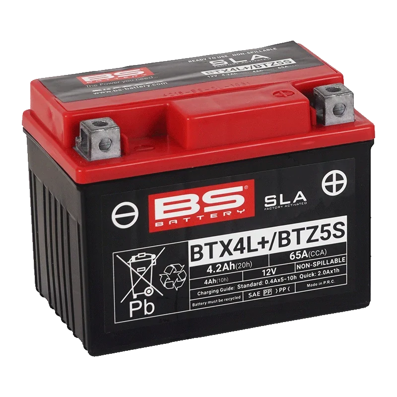 BS-BATTERY BTX4L+ 12V 4Ah 65A (YTX4L / YTZ5S) 113x70x85mm P+ AGM bezúdržbová motobaterie