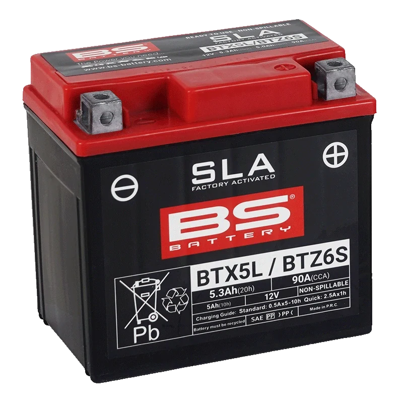 BS-BATTERY BTX5L 12V 5Ah 90A (YTX5L / YTZ6S) 113x70x105mm P+ AGM bezúdržbová motobaterie