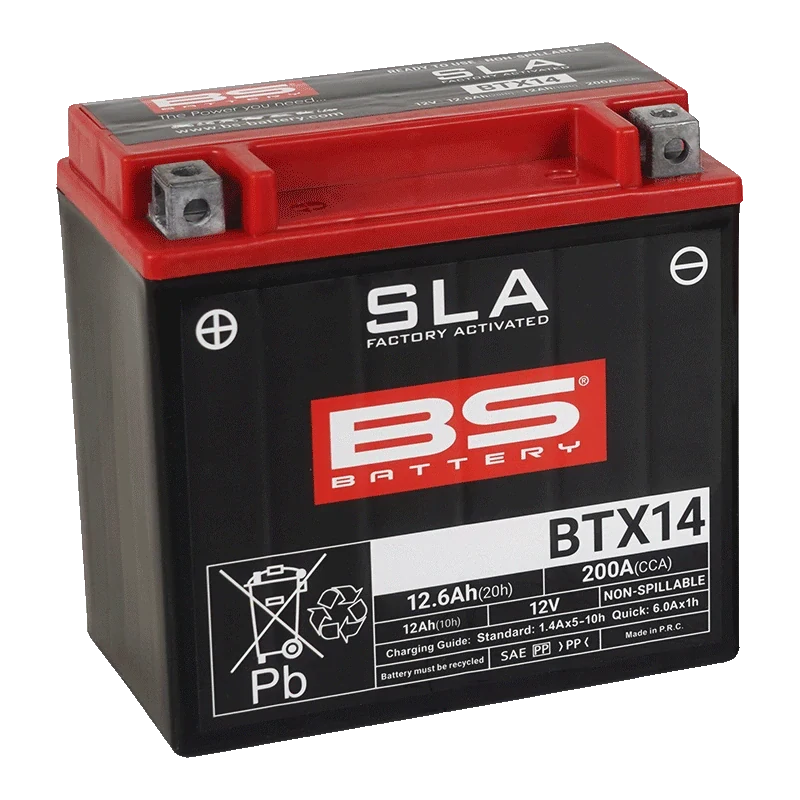 BS-BATTERY BTX14 12V 12Ah 200A (YTX14) 150x87x145mm L+ AGM bezúdržbová motobaterie