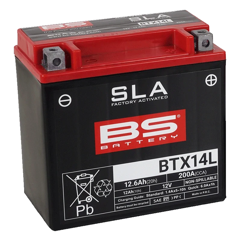 BS-BATTERY BTX14L 12V 12Ah 200A (YTX14L) 150x87x145mm P+ AGM bezúdržbová motobaterie