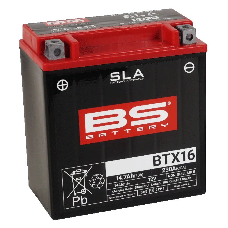 BS-BATTERY BTX16 12V 14Ah 230A (YTX16) 150x87x161mm L+ AGM bezúdržbová motobaterie