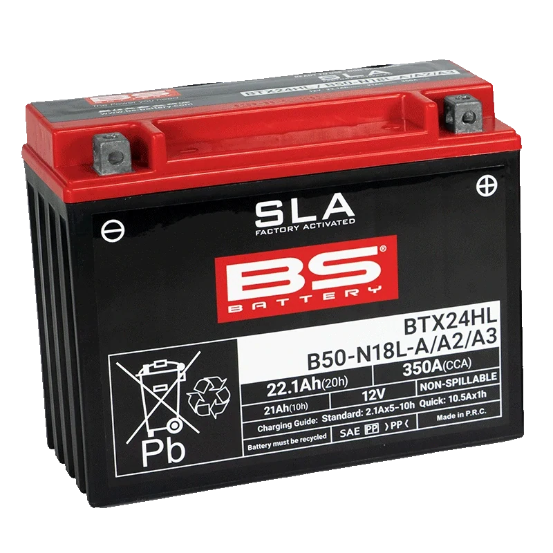 BS-BATTERY BTX24HL / B50-N18L-A/A2/A3 12V 21Ah 350A (YTX24HL, Y50-N18L-A, Y50-N18L-A2, Y50-N18L-A3) 205x87x162mm P+ AGM bezúdržbová motobaterie