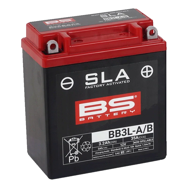 BS-BATTERY BB3L-A/B 12V 3Ah 35A (YB3L-B, YB3L-A) 98x56x110mm P+ AGM bezúdržbová motobaterie