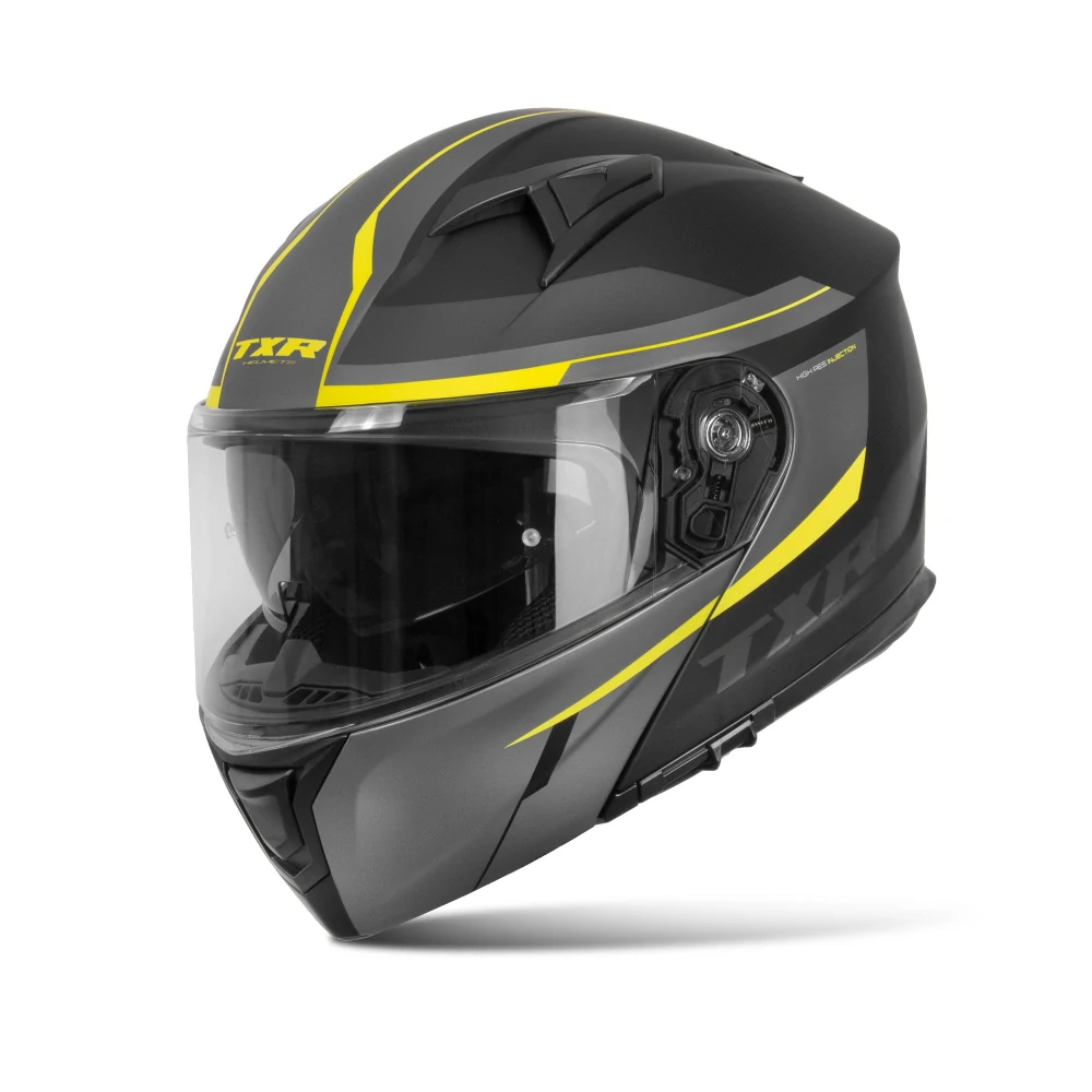TXR Výklopná přilba na motorku Rival černo-šedo-fluo žlutá XXL