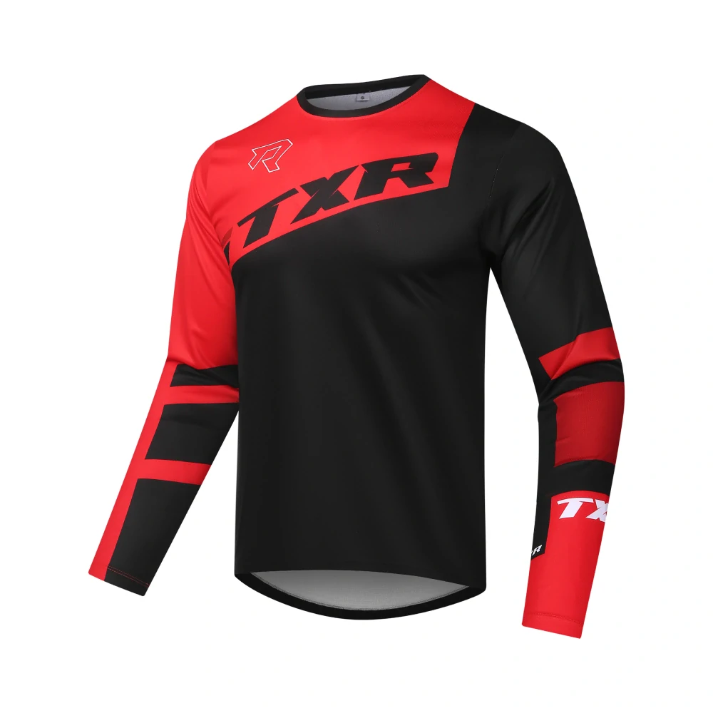 TXR Motokrosový dres Vortex černo-červený 3XL (Anatomický střih;prodloužená zadní část,odolný materiál)