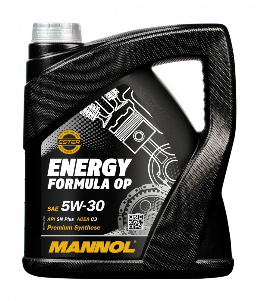 MANNOL Motorový olej 7701 Energy Formula OP 5W-30 - 4L (Prémiový syntetický motorový olej, speciálně vyvinutý pro benzinové a naftové motory vozidel)