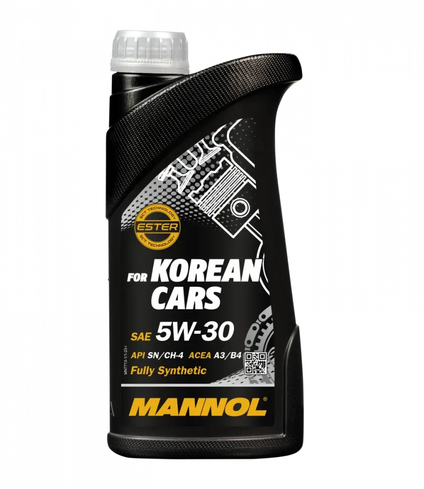 MANNOL Motorový olej 7713 for Korean Cars 5W-30 – 1L (Motorový olej s obsahem esterů pro moderní přeplňované a nepřeplňované benzinové motory HYUNDAI)