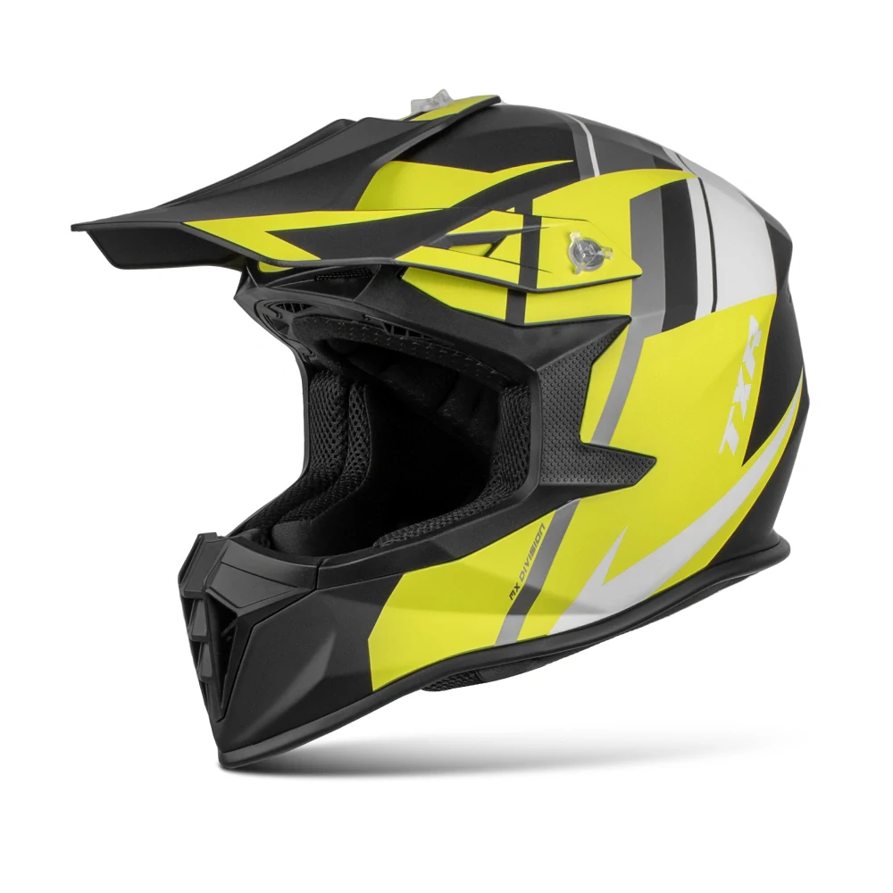 TXR Motokrosová helma Fury černo-šedo-bílo-žlutá M