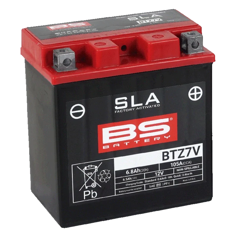 BS-BATTERY BTZ7V 12V 6,5Ah 105A (YTZ7V) 113x70x121mm P+ AGM bezúdržbová motobaterie