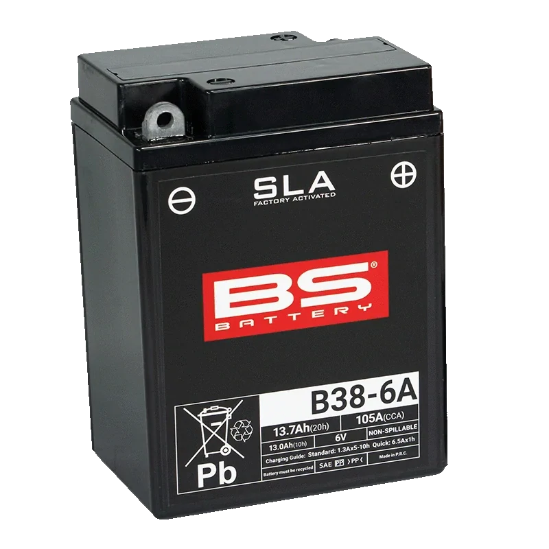BS-BATTERY B38-6A 6V 13Ah 105A 119x83x161mm P+ AGM bezúdržbová motobaterie