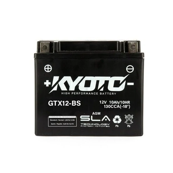 KYOTO GTX12-BS 12V 10Ah 180A 150x87x131mm L+ AGM bezúdržbová motobaterie