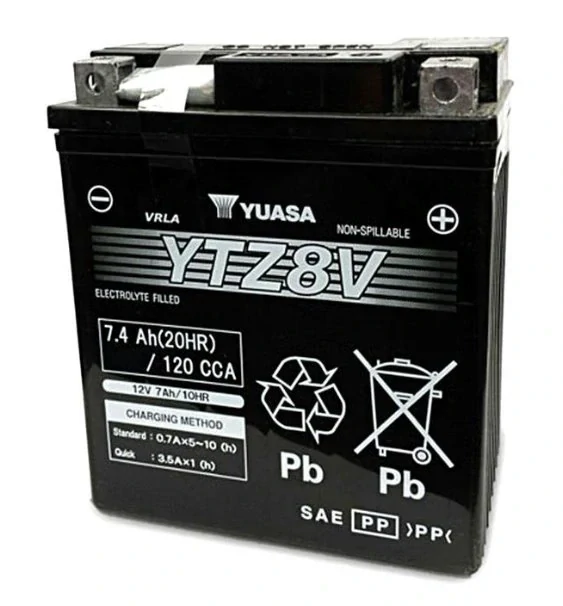 YUASA Motobaterie HP MF AGM YTZ8V 12V 7Ah 130A (113x70x130mm) T5 "+ P"