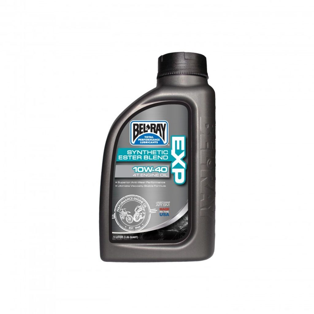 BEL-RAY Motorový olej EXP SYNTHETIC ESTER BLEND 4T 10W40 1L (Syntetický olej pro čtyřtaktní motory motocyklů, vhodný pro vzduchem i kapalinou)