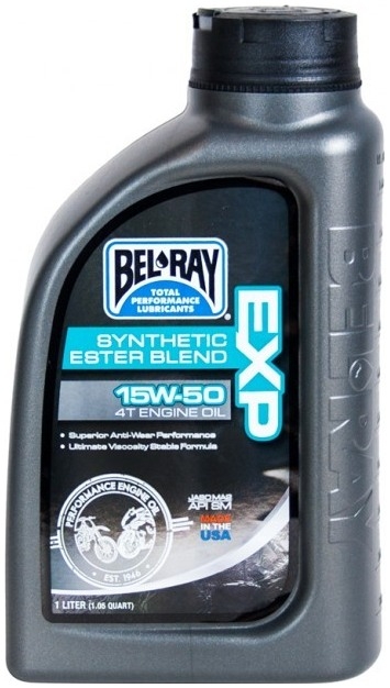 BEL-RAY Motorový olej EXP SYNTHETIC ESTER BLEND 4T 15W50 1L (Syntetický olej pro čtyřtaktní motory motocyklů, vhodný pro vzduchem i kapalinou)