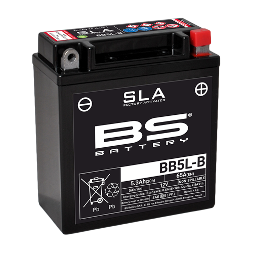 BS-BATTERY BB5L-B 12V 5Ah 65A (YB5L-B) 120x60x130mm P+ AGM bezúdržbová motobaterie