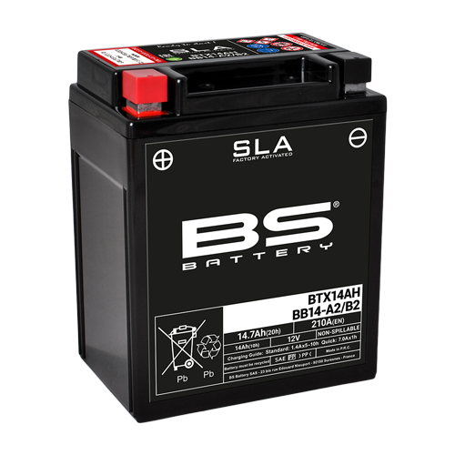 BS-BATTERY BTX14AH / BB14-A2/B2 12V 14Ah 210A (YTX14AH, YB14-A2, YB14-B2) 135x90x164mm L+ AGM bezúdržbová motobaterie