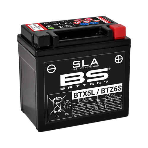 BS-BATTERY BTX5L 12V 5Ah 90A (YTX5L / YTZ6S) 113x70x105mm P+ AGM bezúdržbová motobaterie