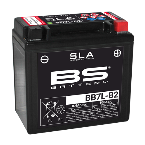 BS-BATTERY BB7L-B2 12V 8Ah 100A (YB7L-B2) 135x75x133mm P+ AGM bezúdržbová motobaterie