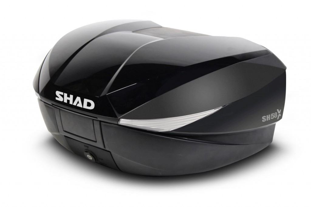 SHAD Vrchní kufr s barevným krytem SH58X Metalická černá (rozšiřitelný) se zámkem PREMIUM