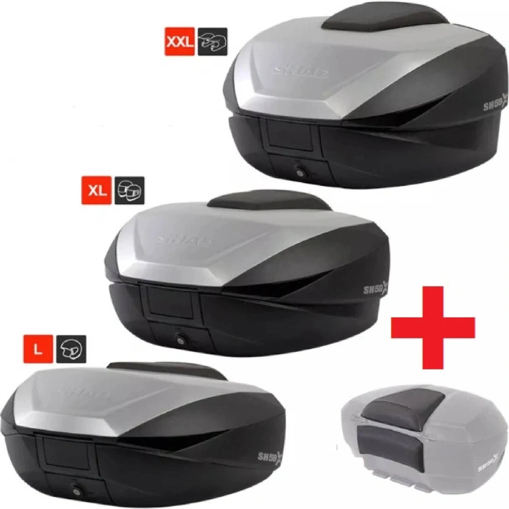 SHAD Vrchní kufr na motorku SH59X D0B59200 černý s hliníkovým krytem (rozšiřitelná koncepce) s PREMIUM SMART zámek a opěrka zad