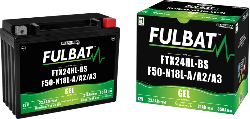 FULBAT FTX24HL-BS / F50-N18L-A/A2/A3 12V 21Ah 350A 205x87x162mm P+ GEL bezúdržbová motobaterie