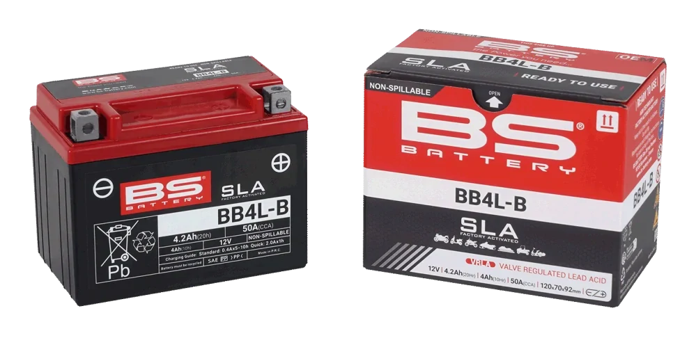 BS-BATTERY BB4L-B 12V 4Ah 60A (YB4L-B) 120x70x92mm P+ AGM bezúdržbová motobaterie