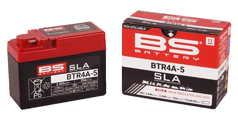 BS-BATTERY BTR4A-5 12V 2.3Ah 35A (YTR4A-5) 113x48x85mm póly na levé straně AGM bezúdržbová motobaterie