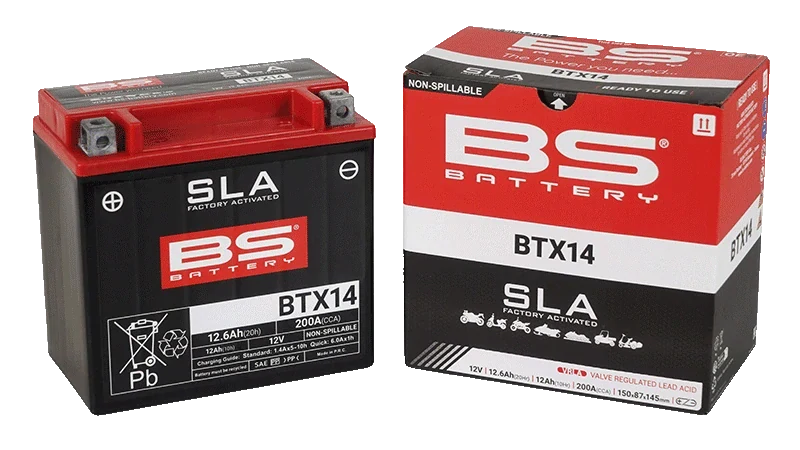 BS-BATTERY BTX14 12V 12Ah 200A (YTX14) 150x87x145mm L+ AGM bezúdržbová motobaterie