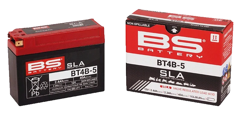 BS-BATTERY BT4B-5 12V 2.3Ah 40A (YT4B-5) 113x38x85mm póly na levé straně AGM bezúdržbová motobaterie