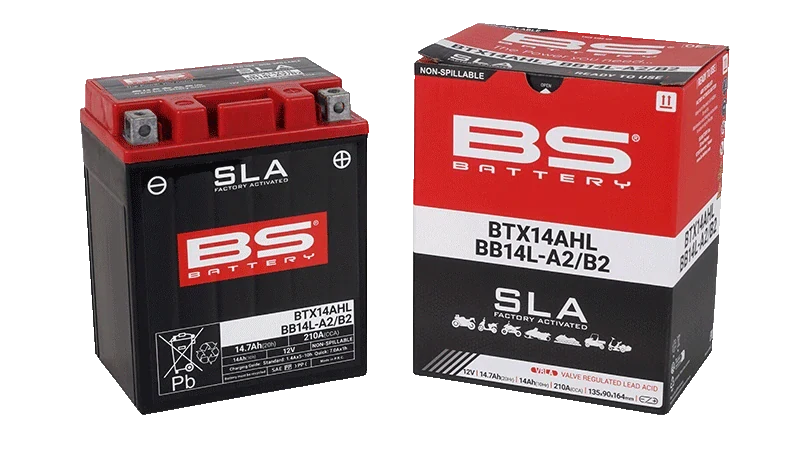 BS-BATTERY BTX14AHL / BB14L-A2/B2 12V 14Ah 210A (YTX14AHL, YB14L-A2, YB14L-B2) 135x90x164mm P+ AGM bezúdržbová motobaterie