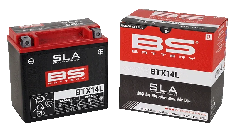 BS-BATTERY BTX14L 12V 12Ah 200A (YTX14L) 150x87x145mm P+ AGM bezúdržbová motobaterie