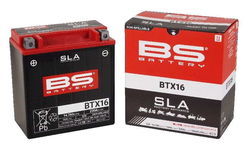 BS-BATTERY BTX16 12V 14Ah 230A (YTX16) 150x87x161mm L+ AGM bezúdržbová motobaterie