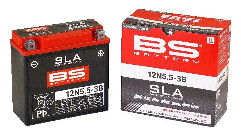 BS-BATTERY 12N5.5-3B 12V 5Ah 70A (12N5.5-3B) 135x60x130mm P+ AGM bezúdržbová motobaterie