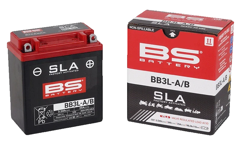 BS-BATTERY BB3L-A/B 12V 3Ah 35A (YB3L-B, YB3L-A) 98x56x110mm P+ AGM bezúdržbová motobaterie