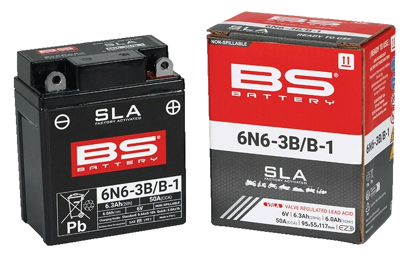 BS-BATTERY 6N6-3B/B-1 6V 6Ah 50A (6N6-3B/6N6-B-1) 95x55x117mm P+ AGM bezúdržbová motobaterie