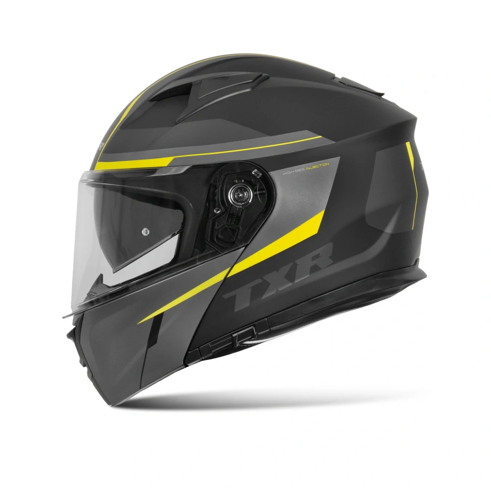 TXR Výklopná přilba na motorku Rival černo-šedo-fluo žlutá XXL