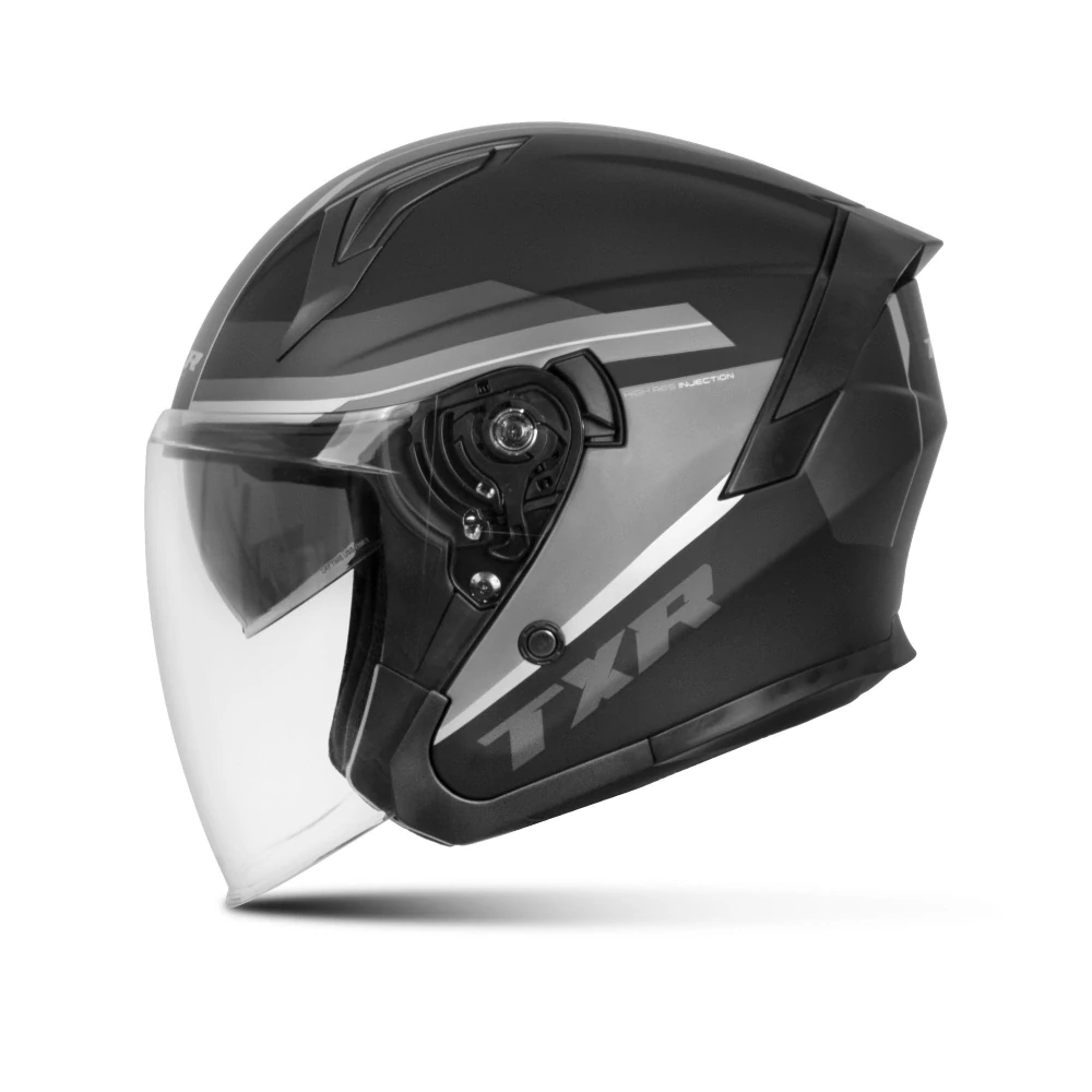 TXR Otevřená helma na motorku City černo-šedo-bílá XXL