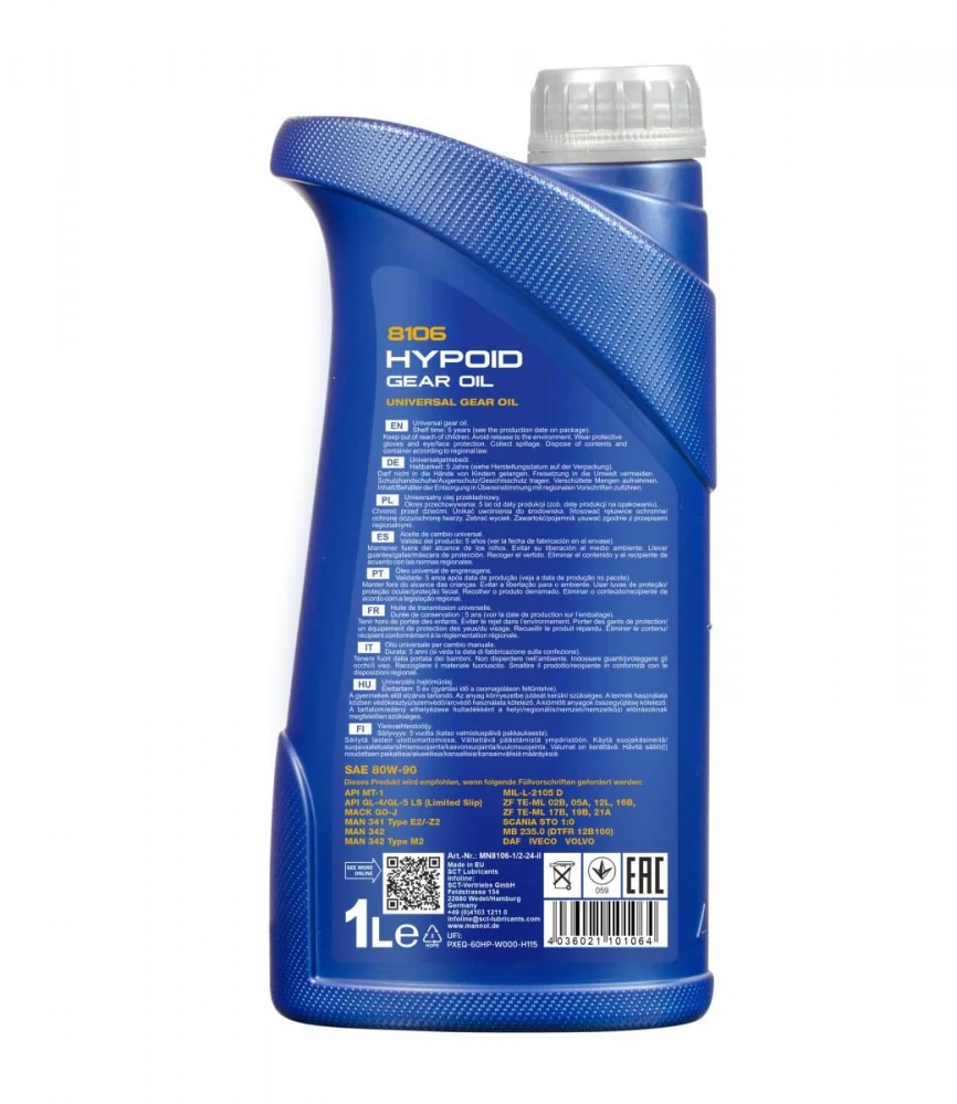 MANNOL Převodový olej 8106 Hypoid Getriebeoel 80W-90 GL-4/GL-5 LS - 1L
