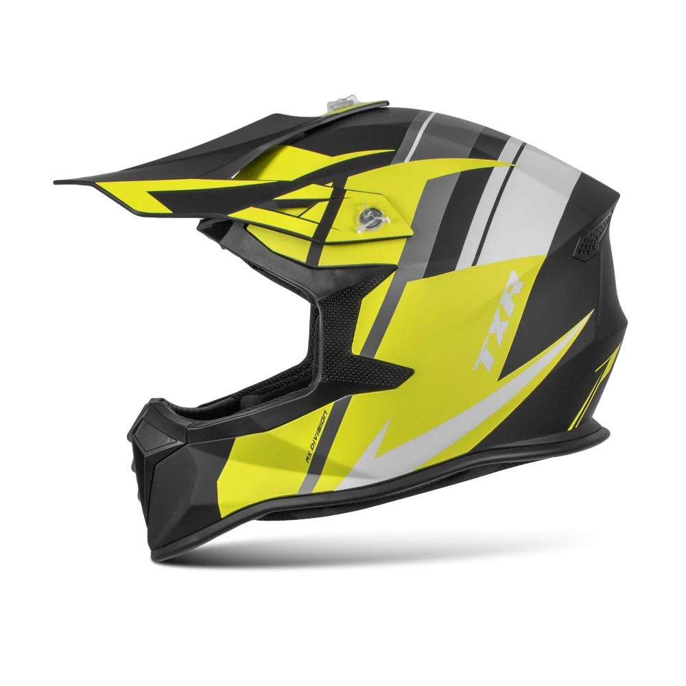 TXR Motokrosová helma Fury černo-šedo-bílo-žlutá M